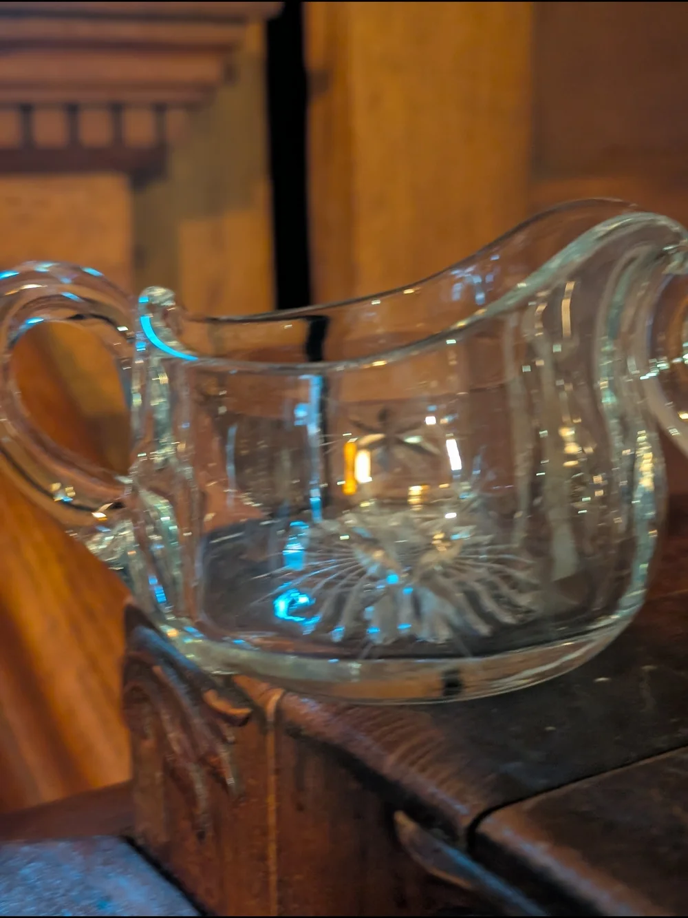 Vintage MCM 1950s Atomic Etched Sunburst Glass Creamer and Sugar Bowl Euc